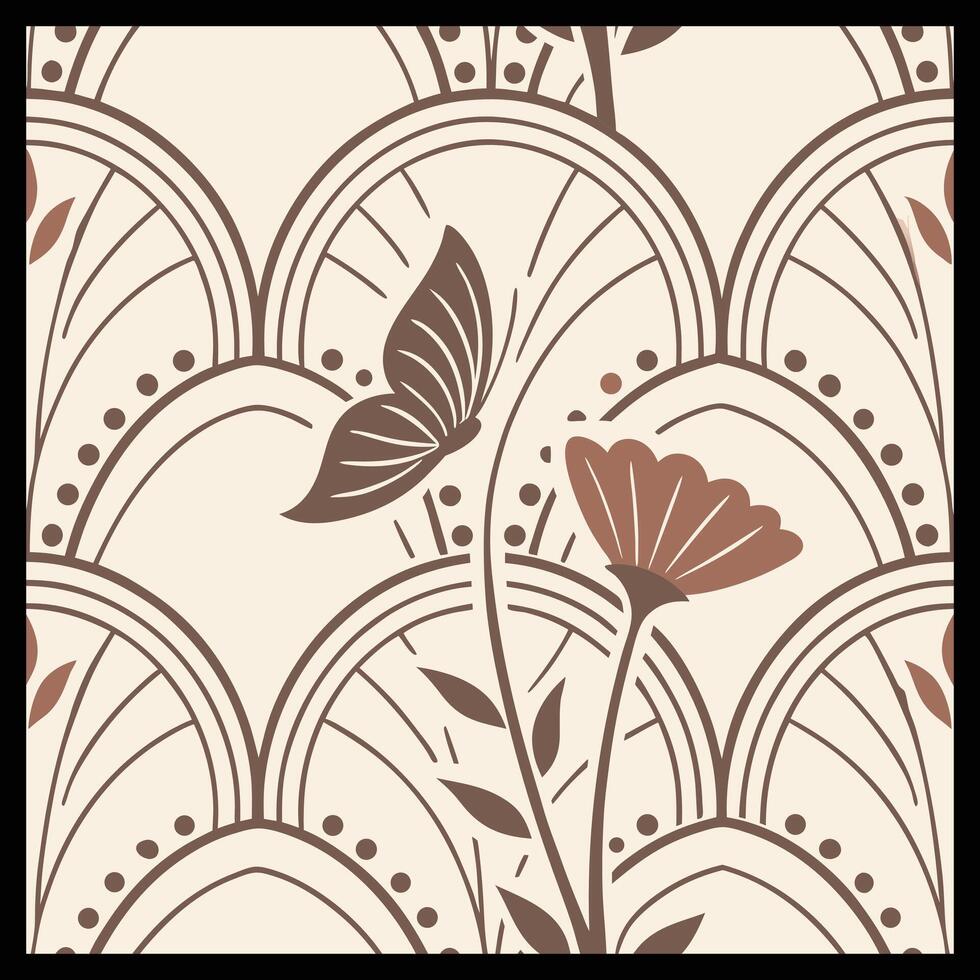 a pattern with flowers and butterflies on it vector