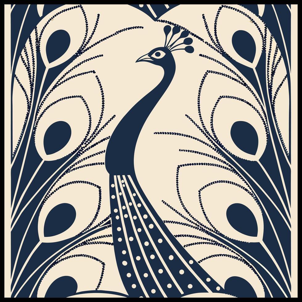 a peacock is shown in a patterned design vector