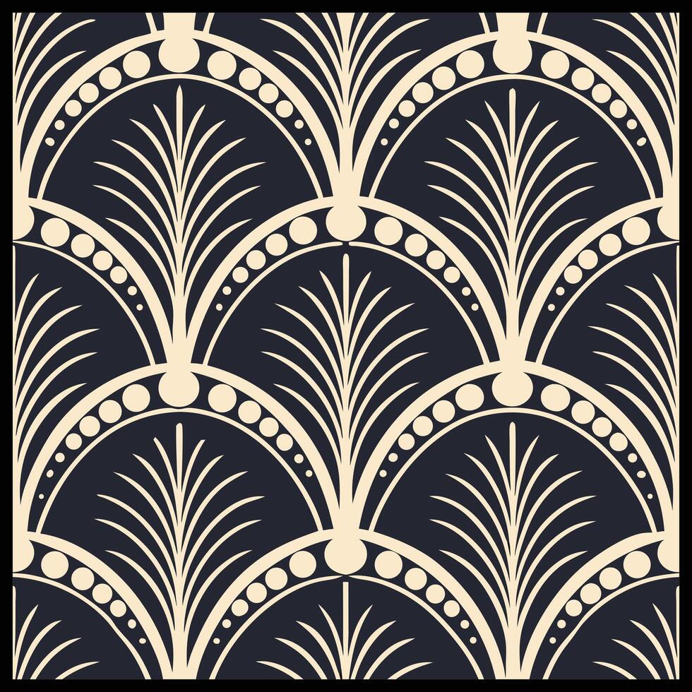 art deco wallpaper with palm leaves and dots vector