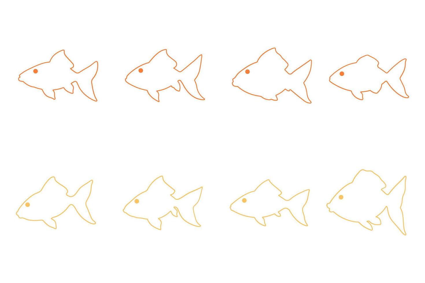 Goldfish Outline Icon Set Design vector