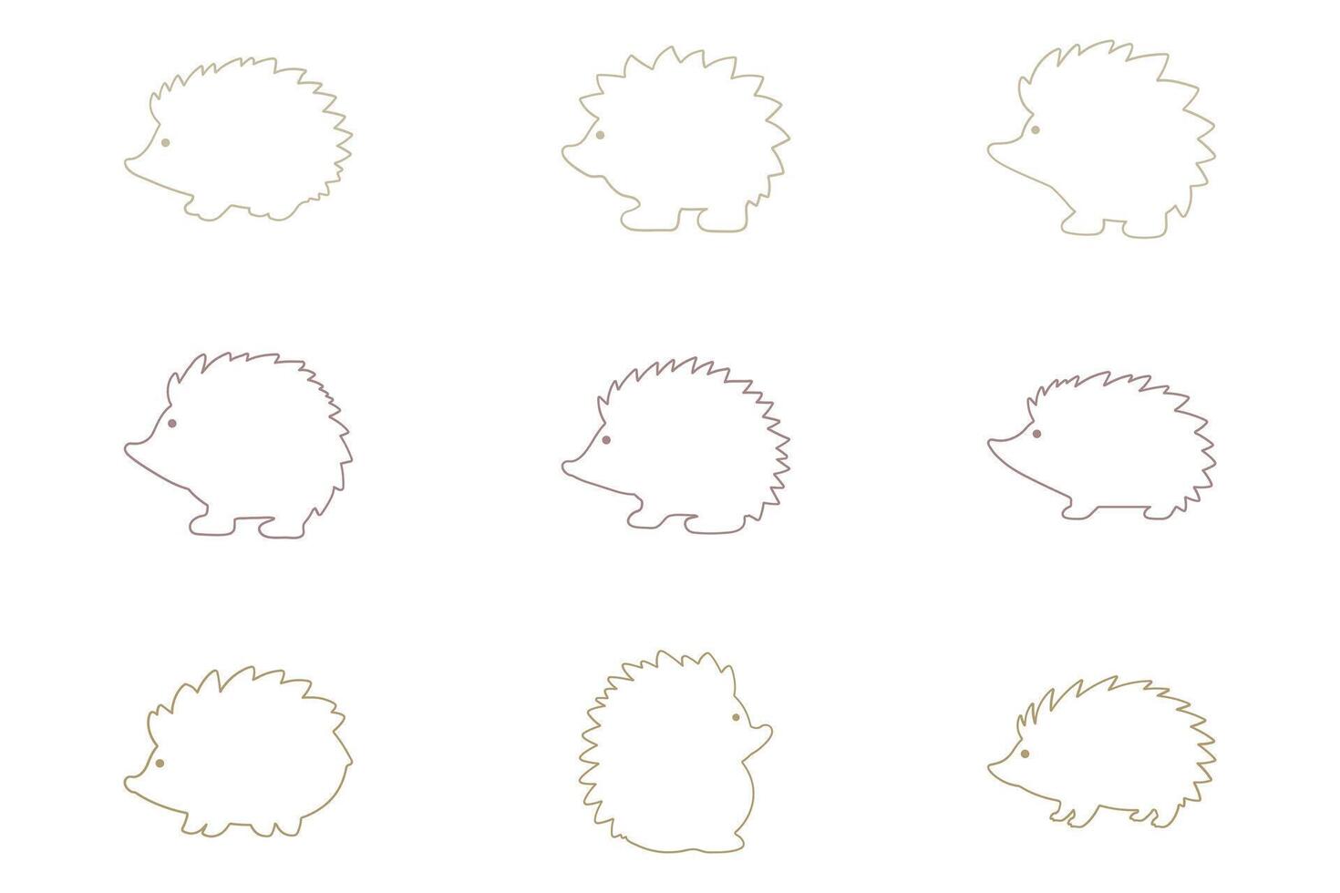 Hedgehog Outline Animal Icon Set vector