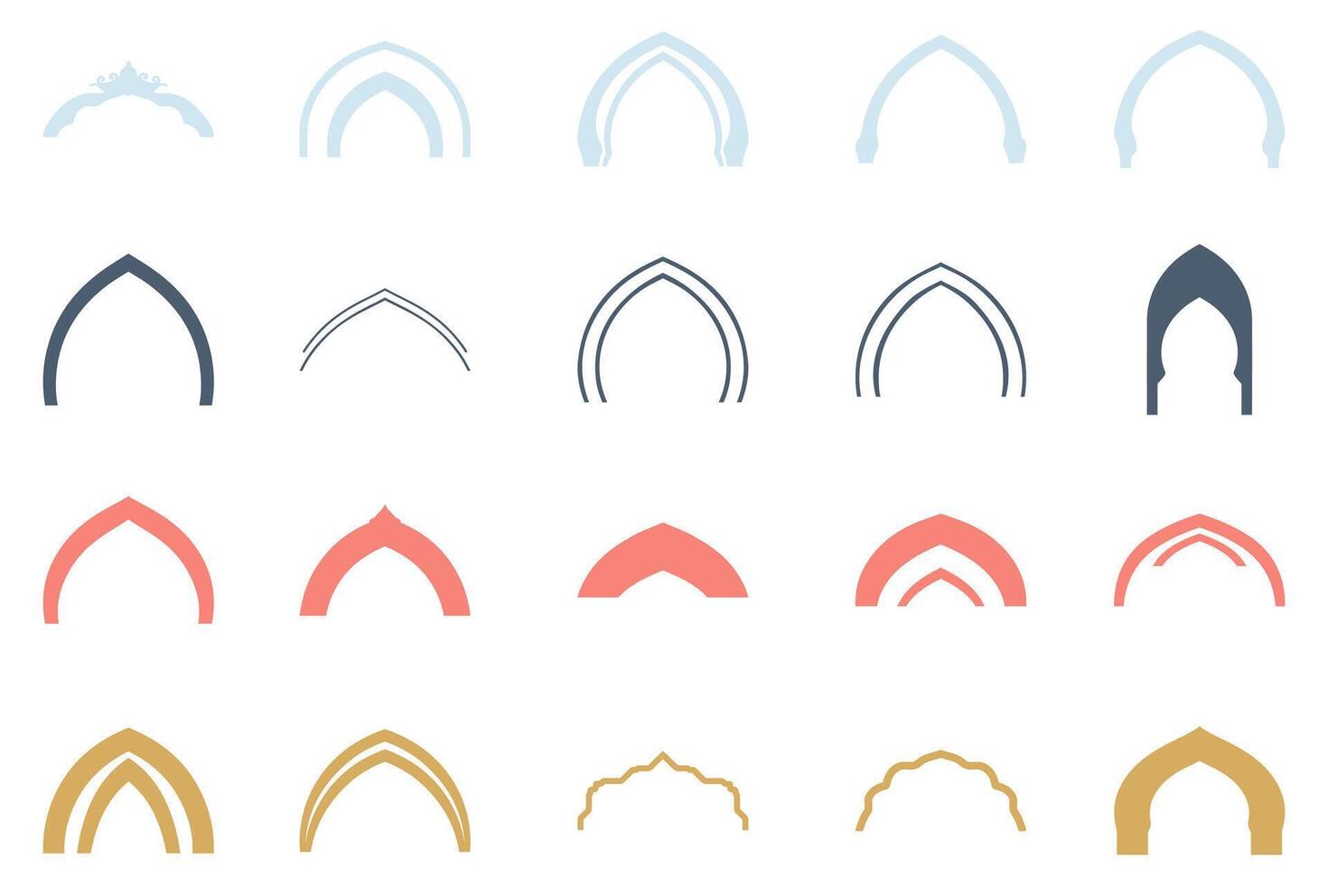 Collection of Islamic Arch Decoration Icon Set vector