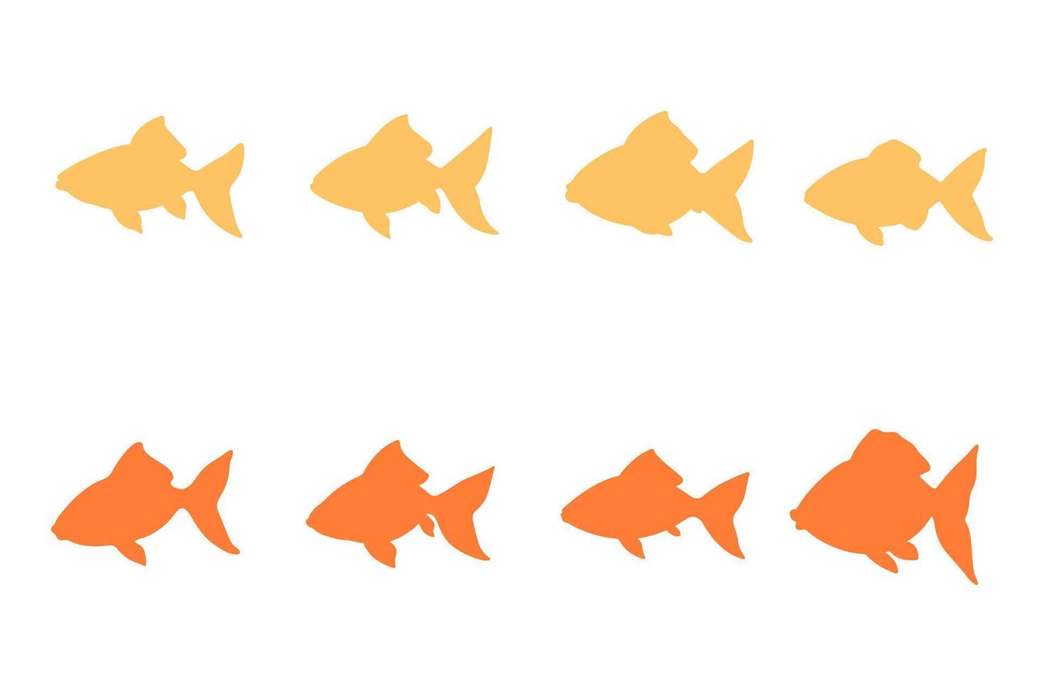 Goldfish Silhouette Icon Set Design vector