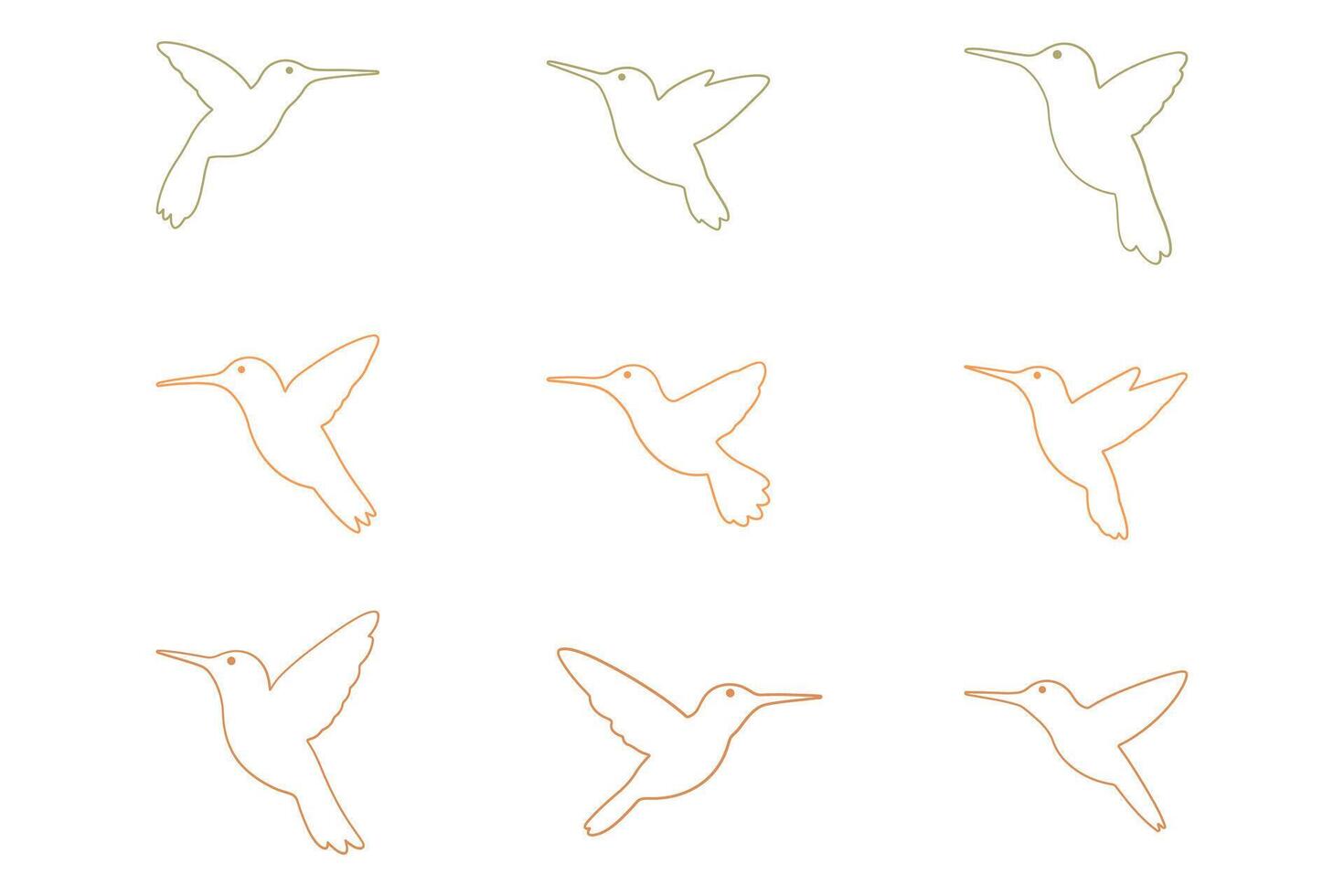 Hummingbird Outline Animal Icon Set vector