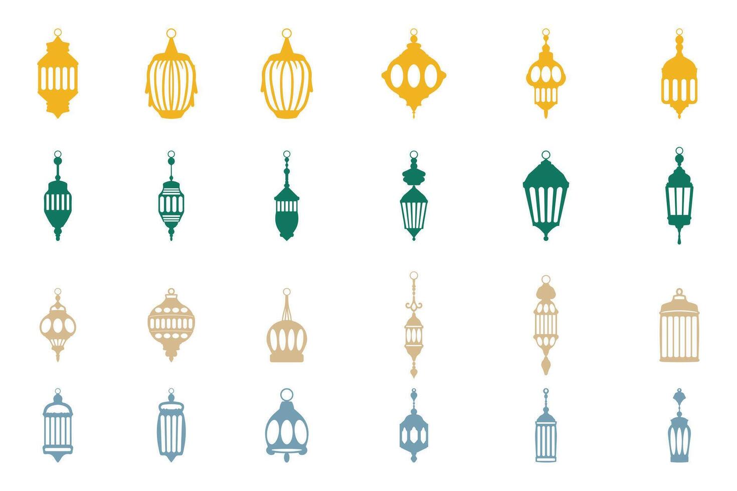 Islamic Lantern Decoration Icon Set Illustration Icon Set Illustration vector