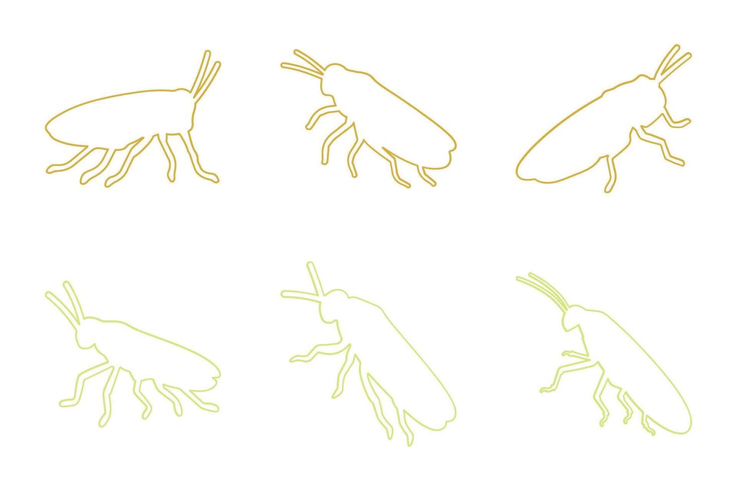 leafhopper Outline Icon Set Design vector