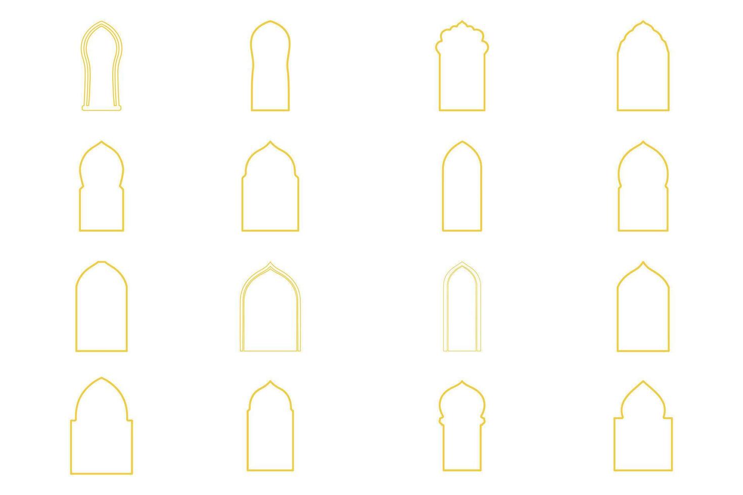 Islamic Door Outline Icon Set vector