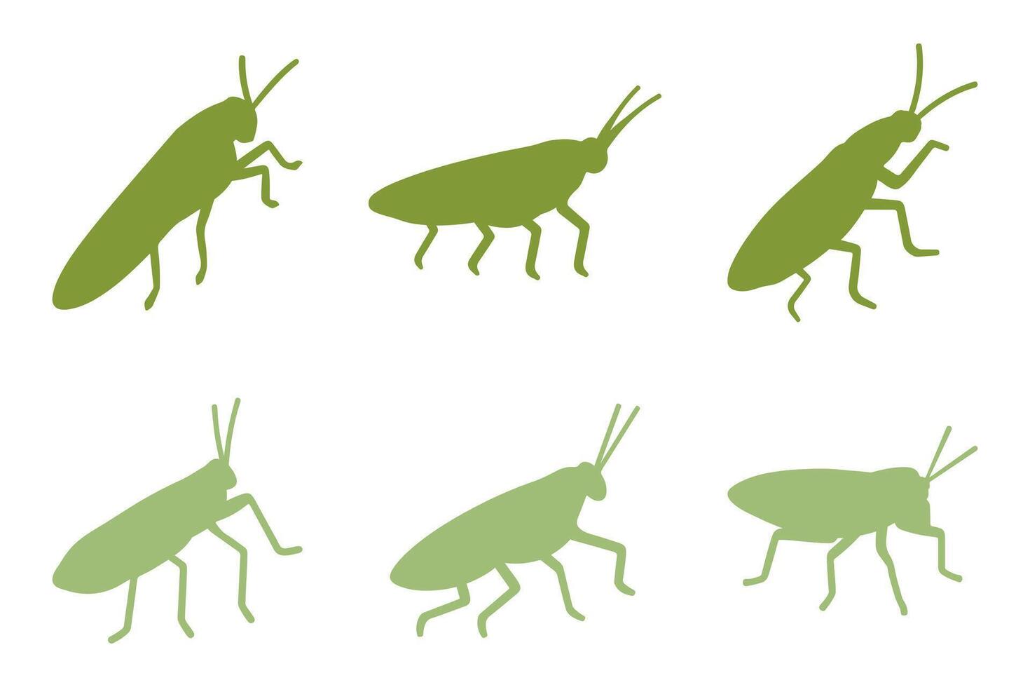 Katydid Silhouette Animal Icon Set vector