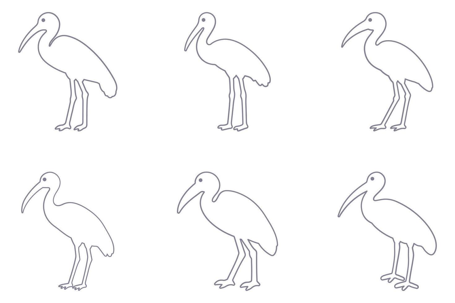 Ibis Outline Animal Icon Set vector