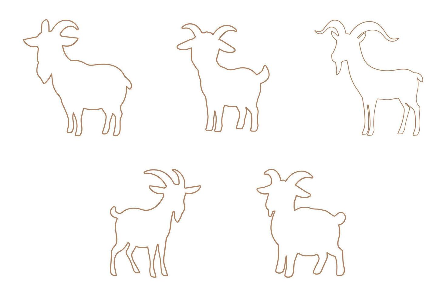 Goat Outline Icon Set Design vector