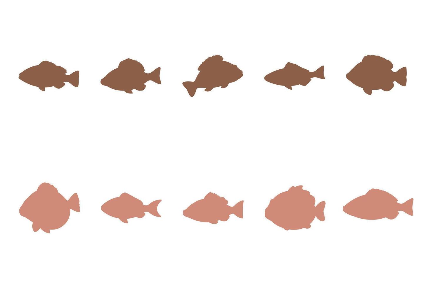 Grouper Fish Silhouette Icon Set vector