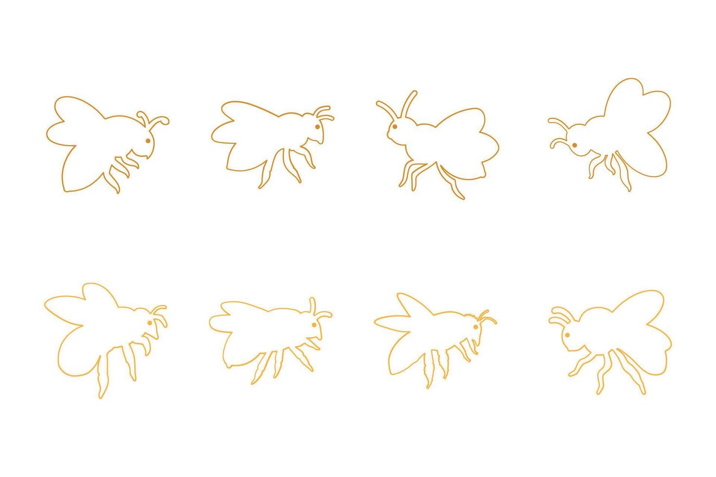 Honey Bee Outline Icon Set vector