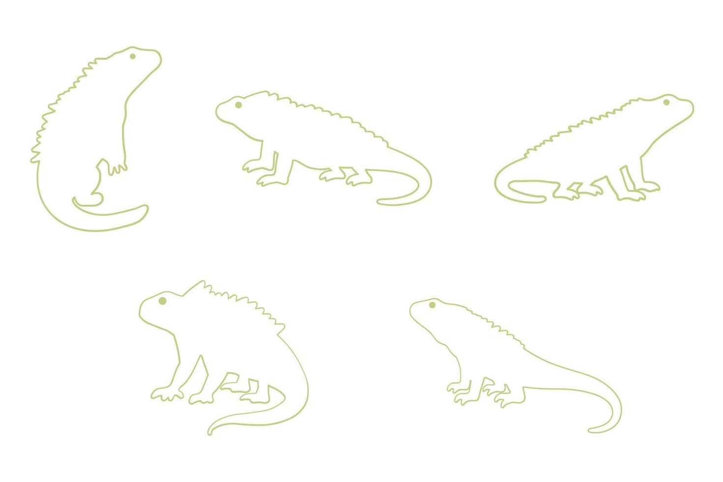 Iguana Outline Animal Icon Set vector