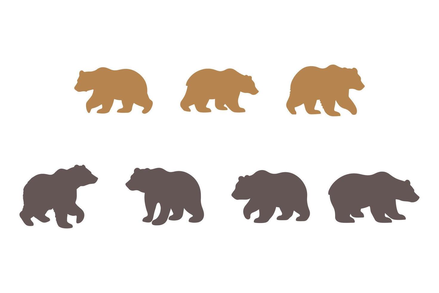 Grizzly Bear Silhouette Icon Set vector