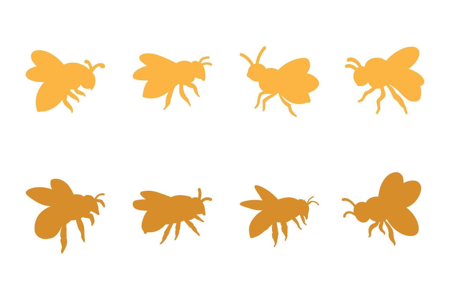 Honey Bee Silhouette Icon Set vector