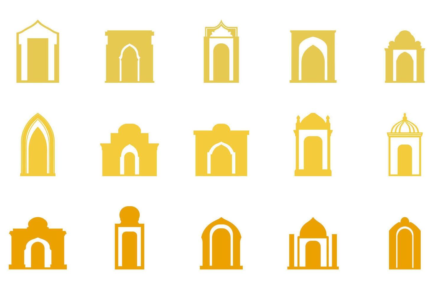 Stylized Islamic Door Arch Icon Set vector