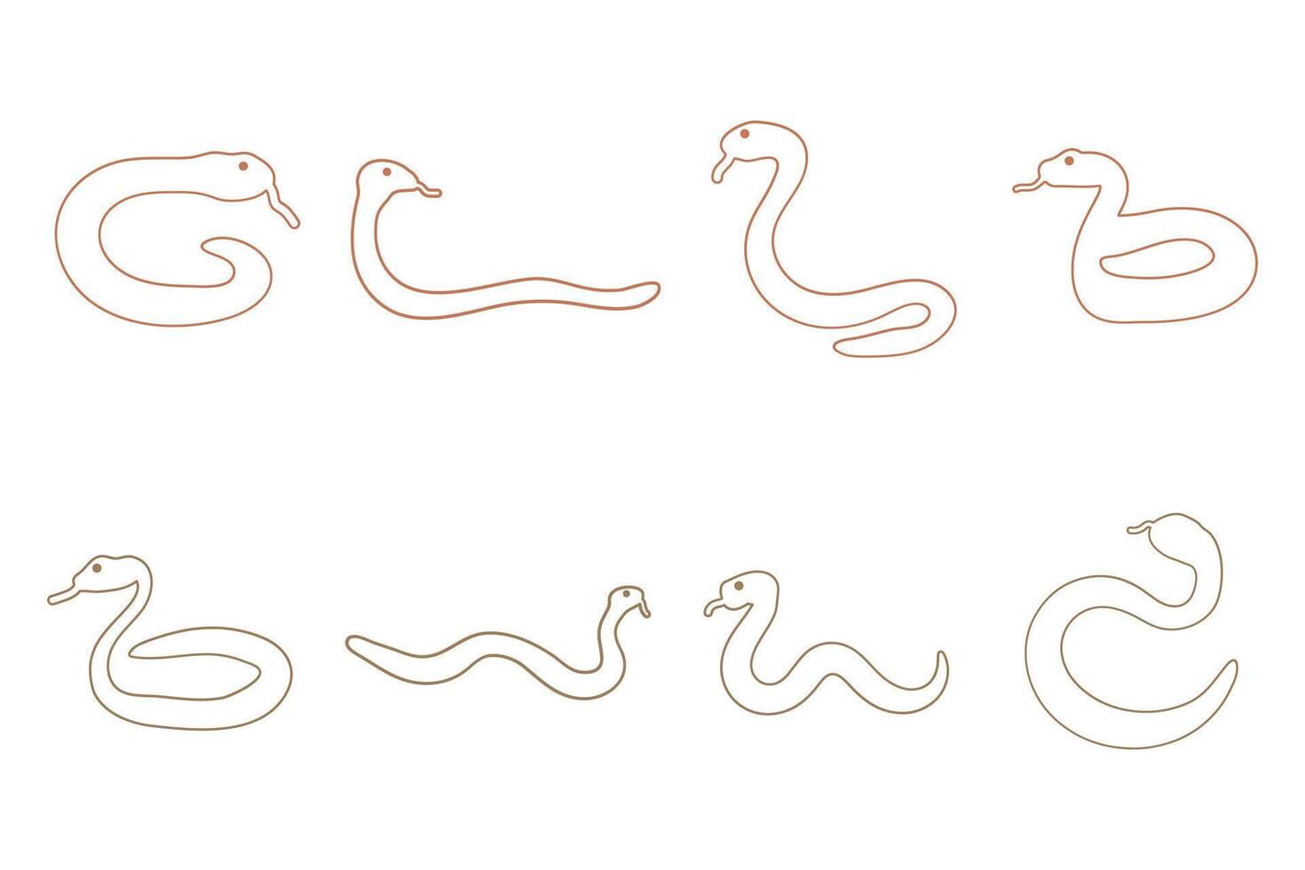 Garter Snake Outline Icon Set vector