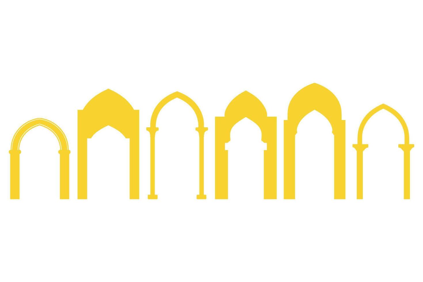 Collection of Islamic Gate Arch Icon Set vector
