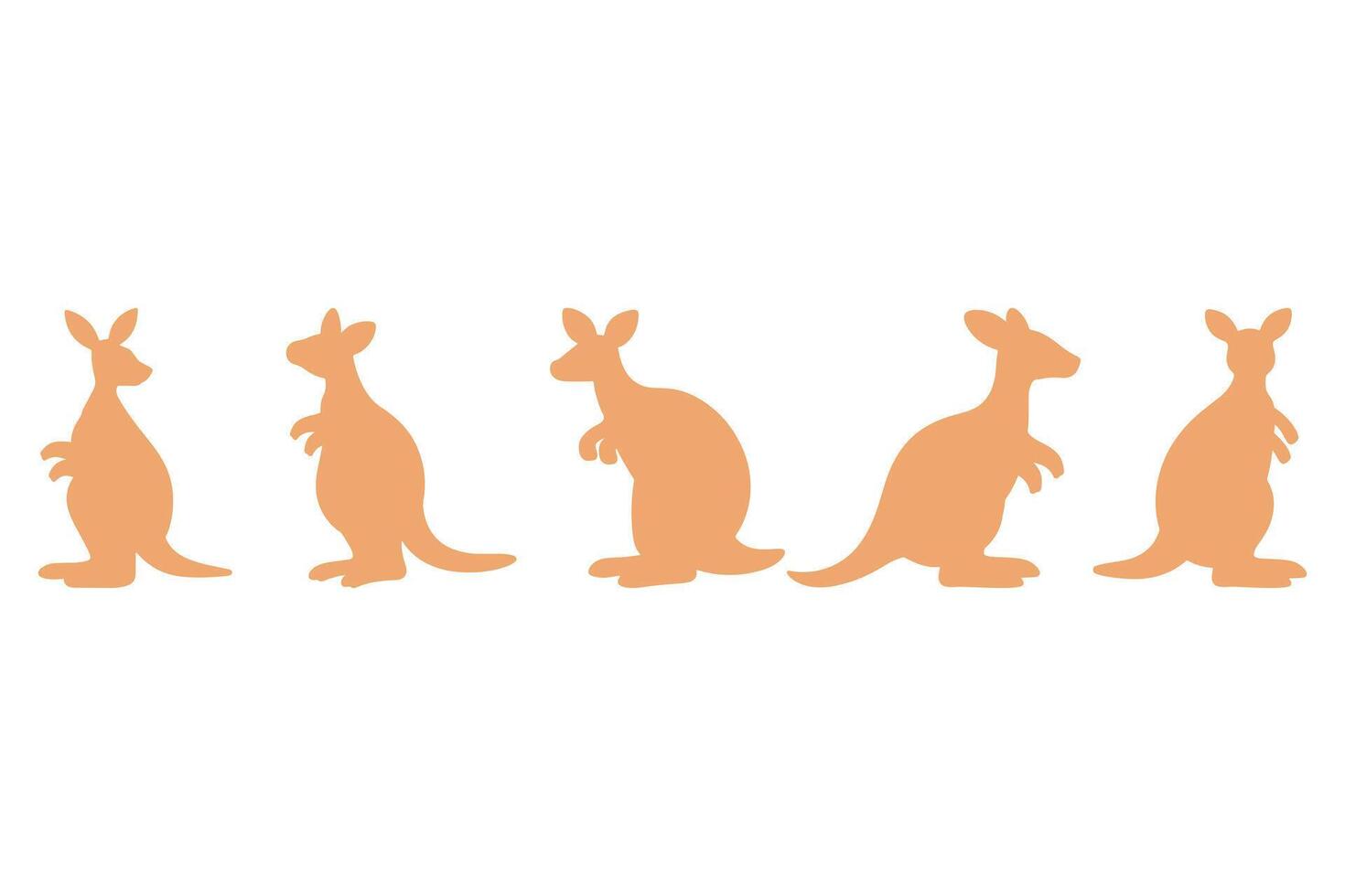 Kangaroo Silhouette Animal Icon Set vector