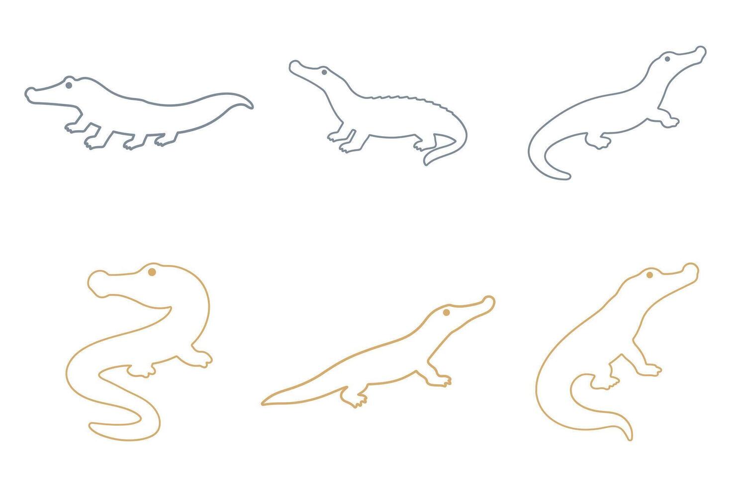 Gharial Outline Icon Set Design vector