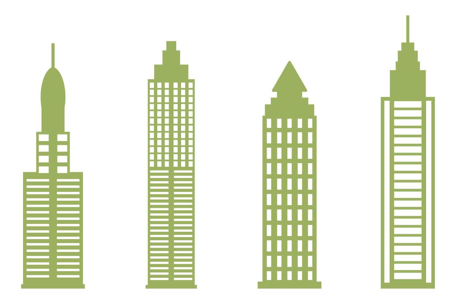 Variety of Skyscraper Building Icon Set Design vector