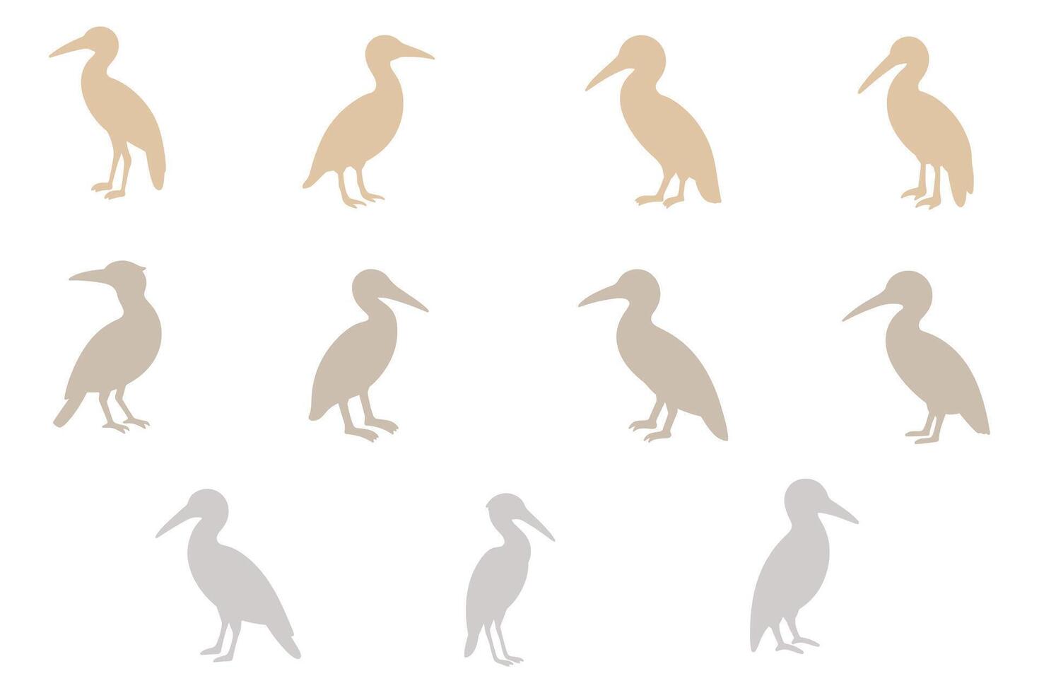 Gannet Silhouette Icon Set Design vector