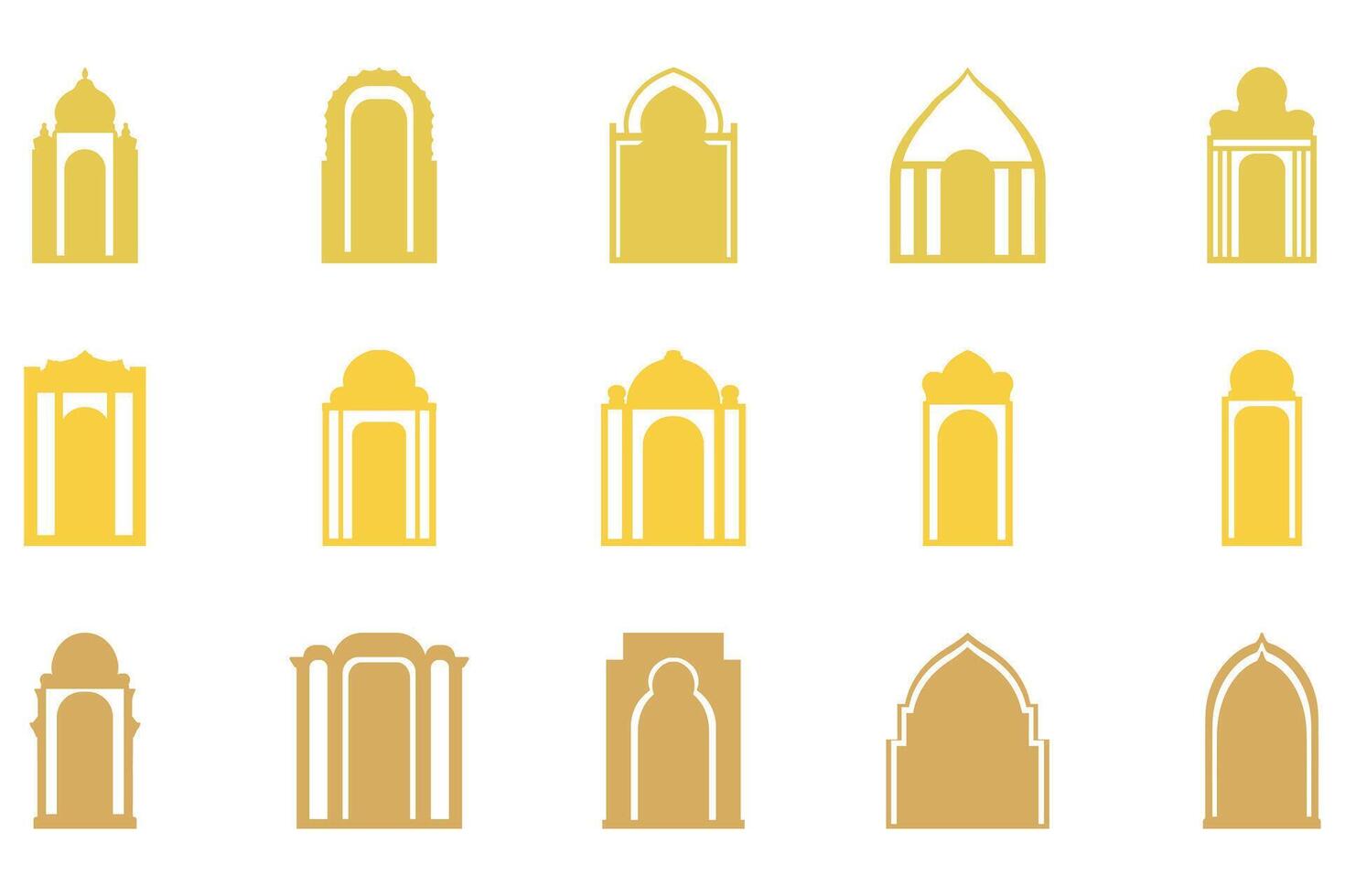 Collection of Islamic Door Arch Icon Set vector