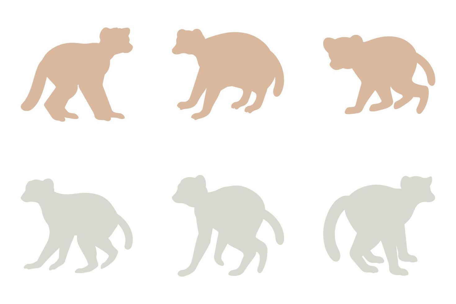 Lemur Silhouette Icon Set Design vector