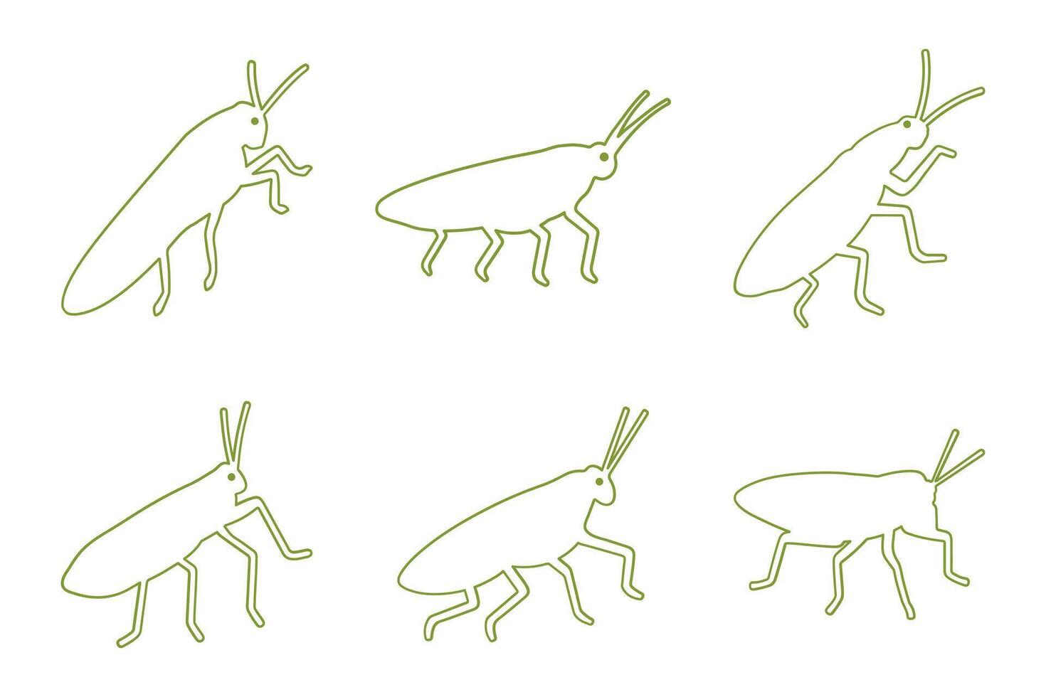 Katydid Outline Animal Icon Set vector