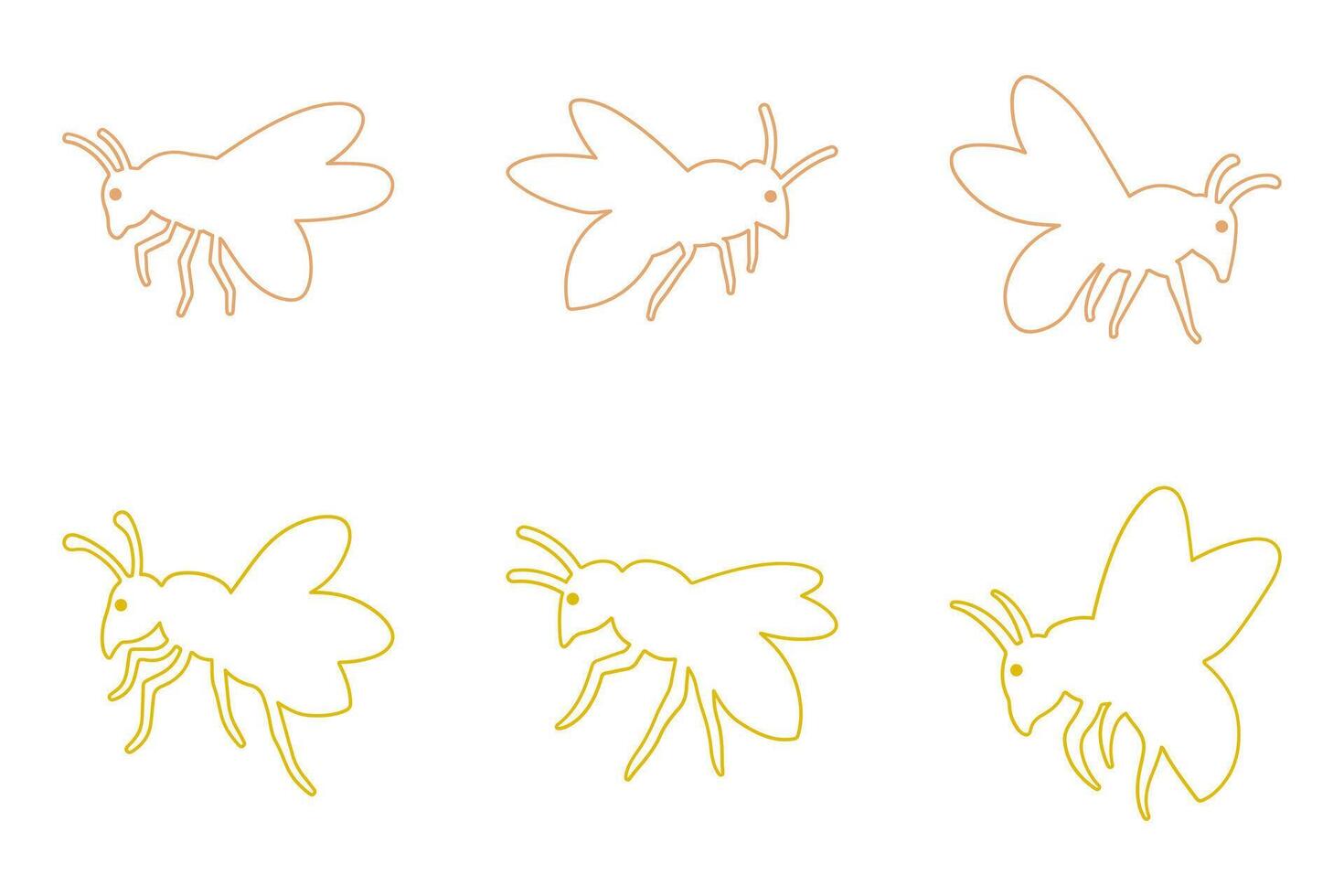 Hornet Outline Animal Icon Set vector