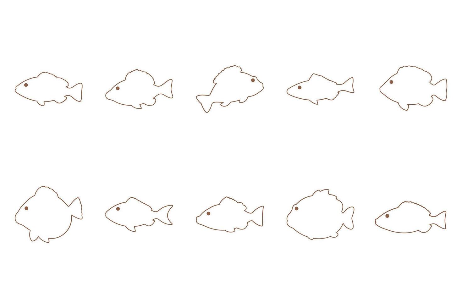 Grouper Fish Outline Icon Set vector