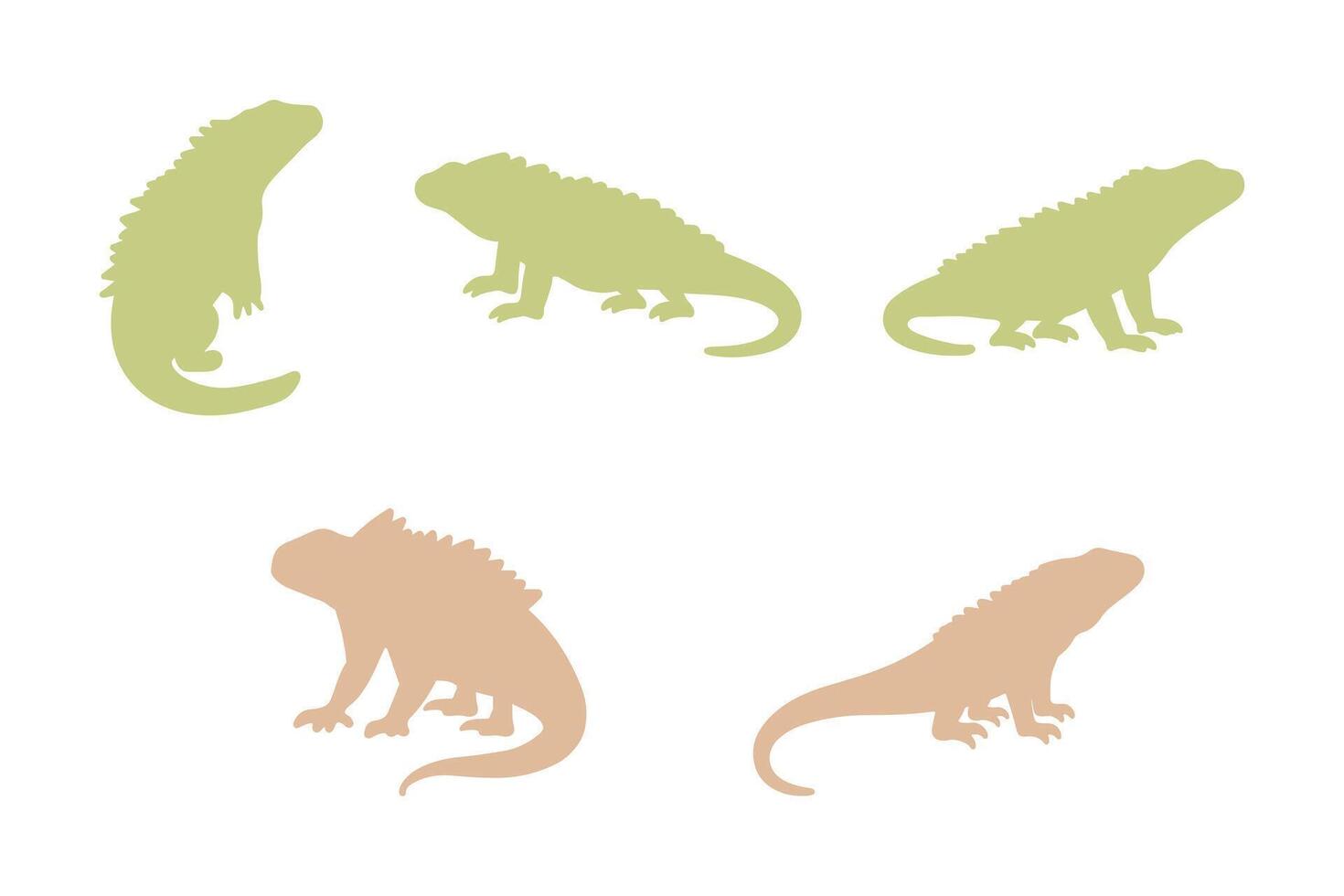 Iguana Silhouette Animal Icon Set vector