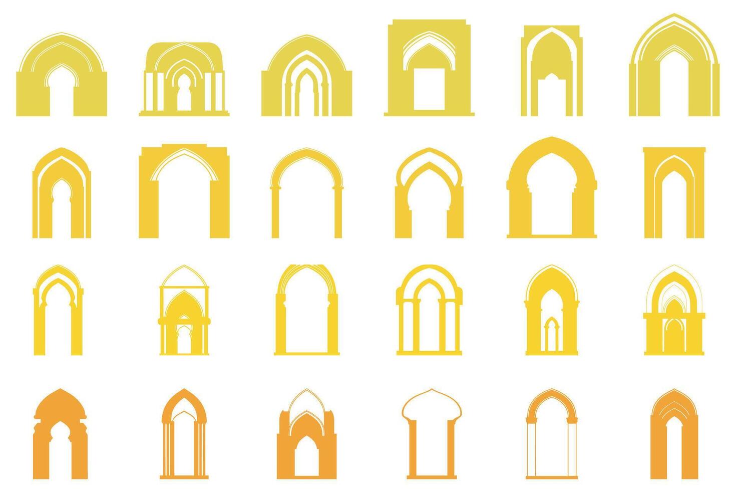 Stylized Islamic Gate Arch Icon Set vector