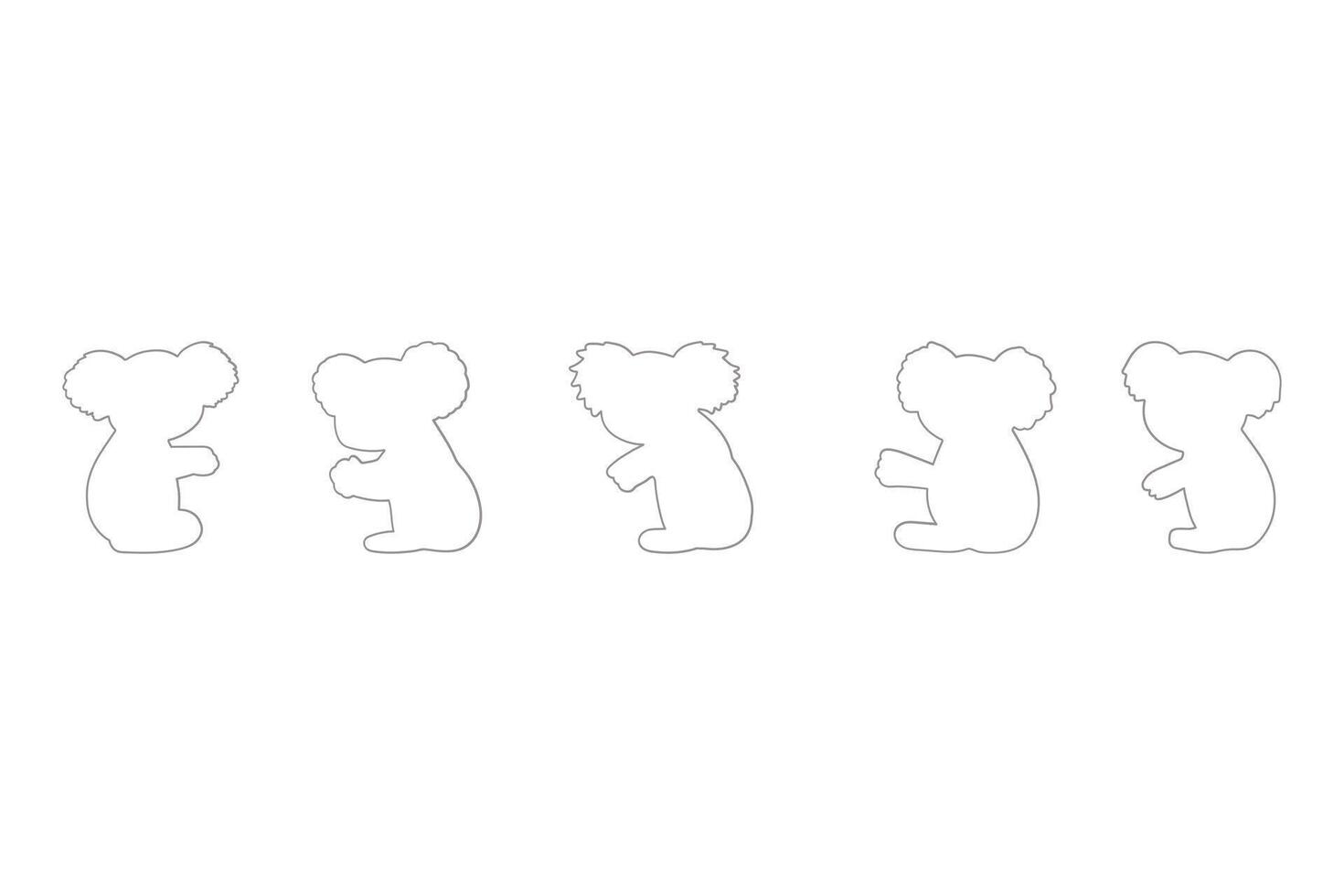 Koala Outline Animal Icon Set vector