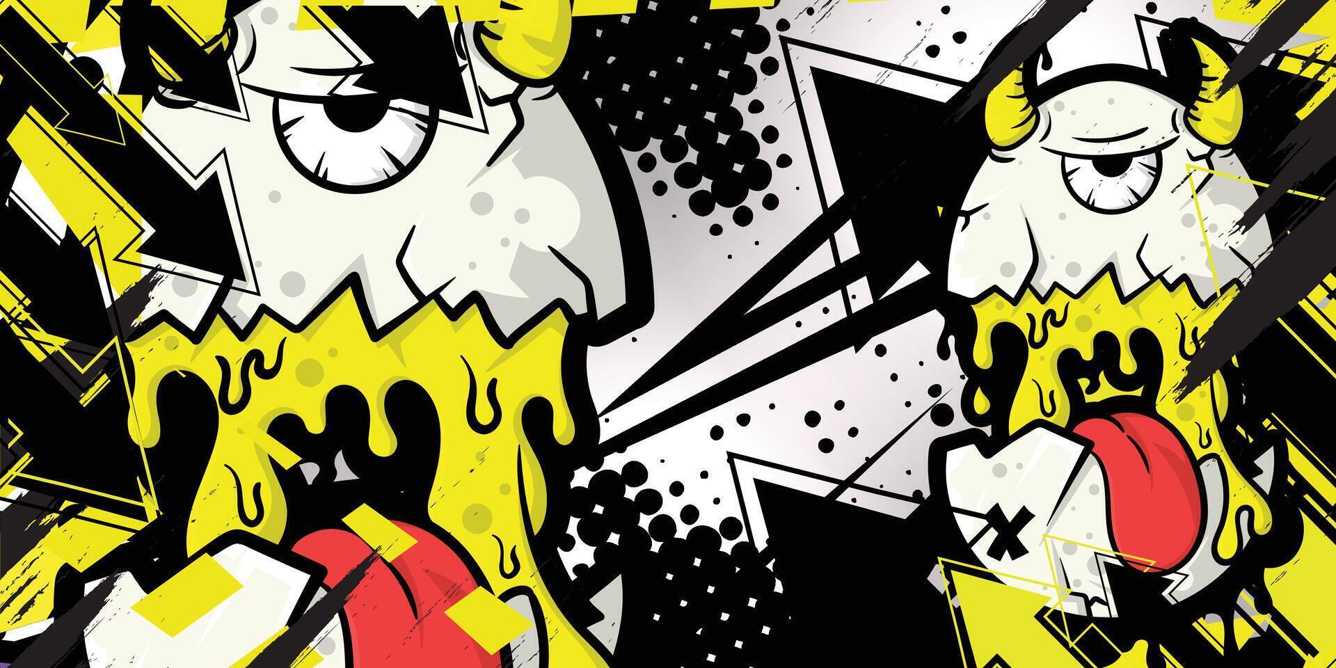 Abstract background with cartoon monster egg object vector