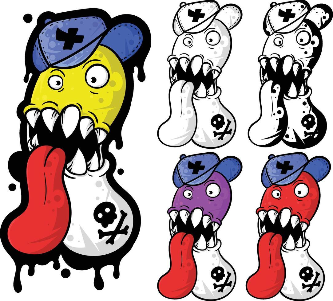 cartoon monster with a hat and a tongue vector