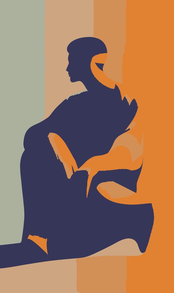A silhouette of a man sitting on a chair vector