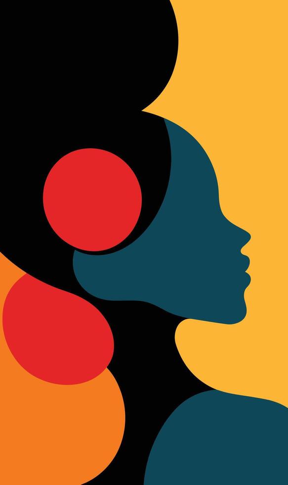 A woman's head with a red and orange background vector