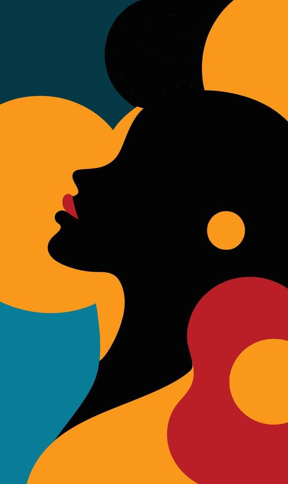 A woman's silhouette is shown with colorful circles vector