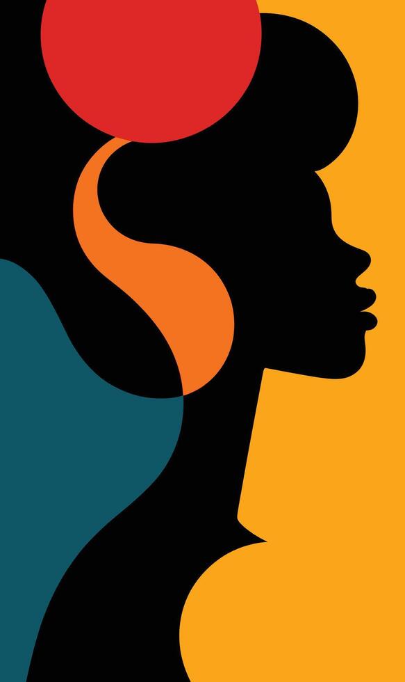 A woman's silhouette with a red balloon on her head vector
