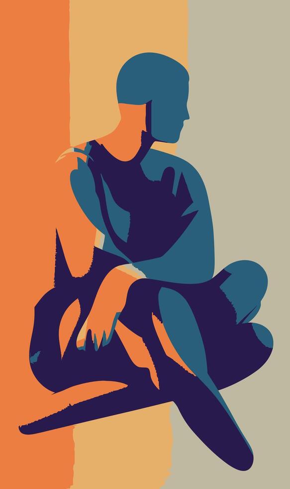 A man sitting on a chair with his arms crossed vector