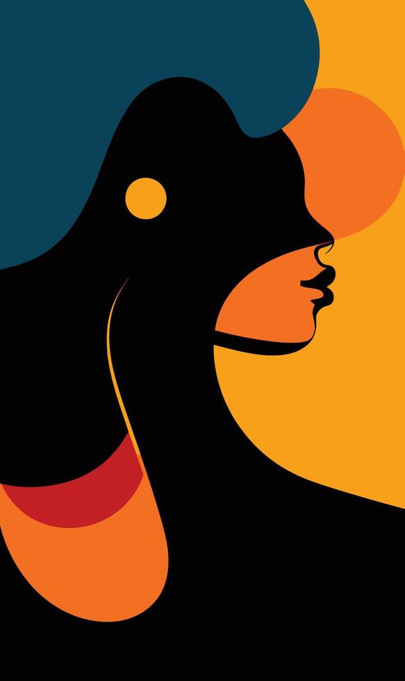 A woman's face is shown in a colorful background vector