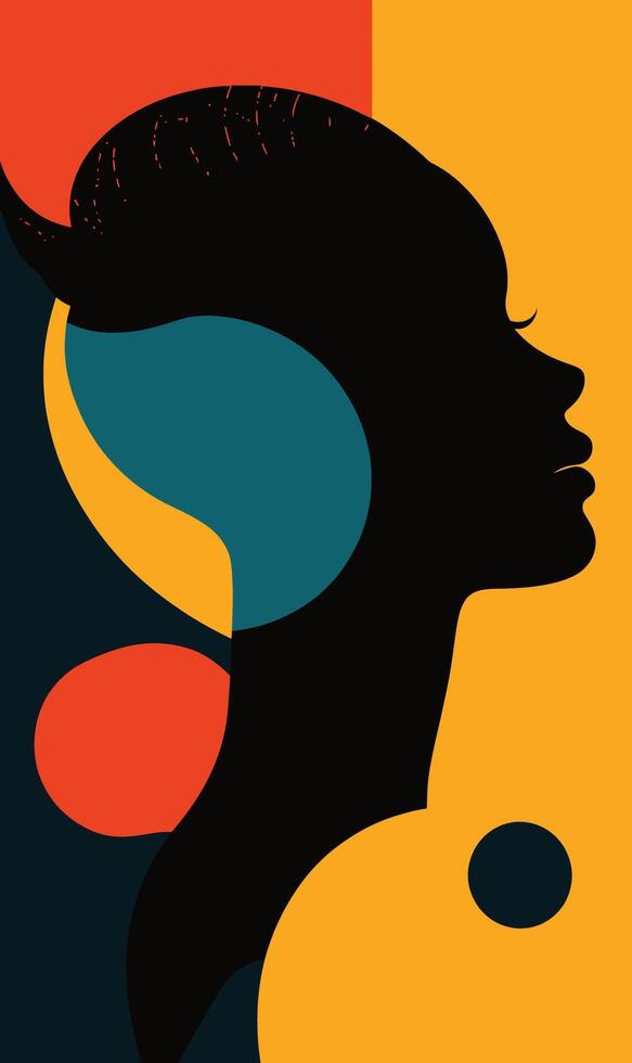 A woman's head is shown with a colorful background vector