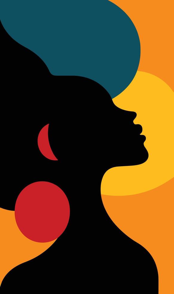 A woman's silhouette is shown with a colorful background vector
