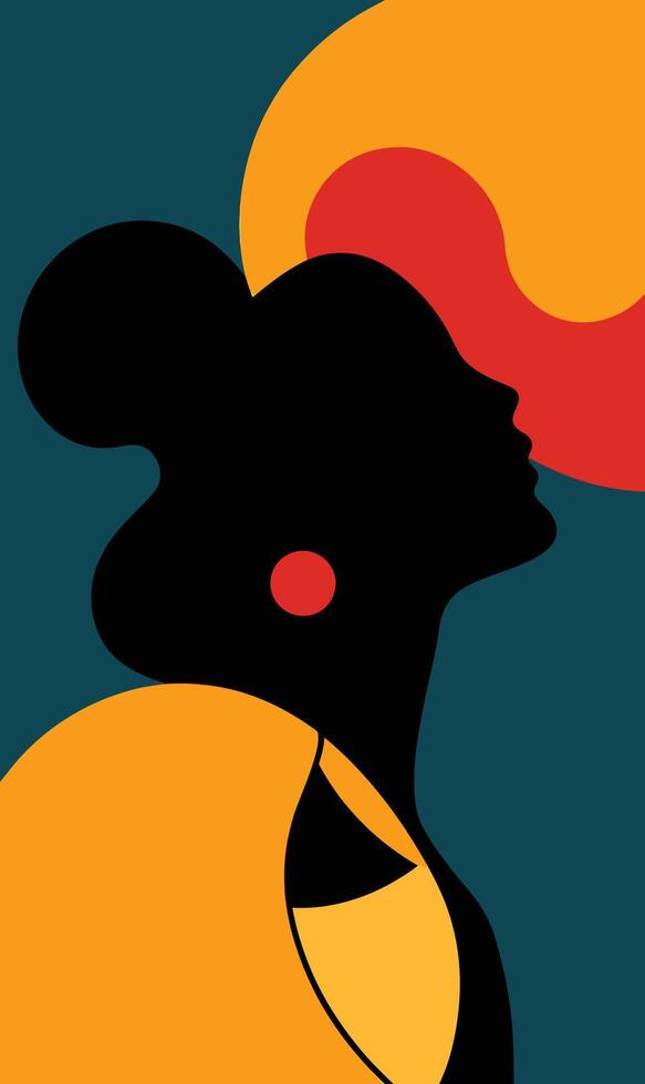 A woman's silhouette is shown with a red and yellow background vector