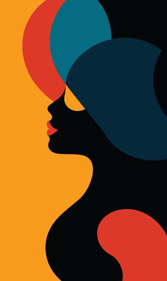 A woman's face is shown in a colorful abstract style vector