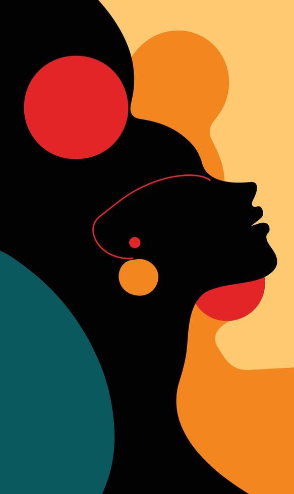 A woman's silhouette is shown with a red, orange and yellow background vector
