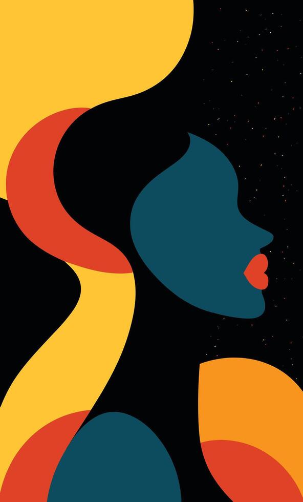 A woman's face with a colorful background vector