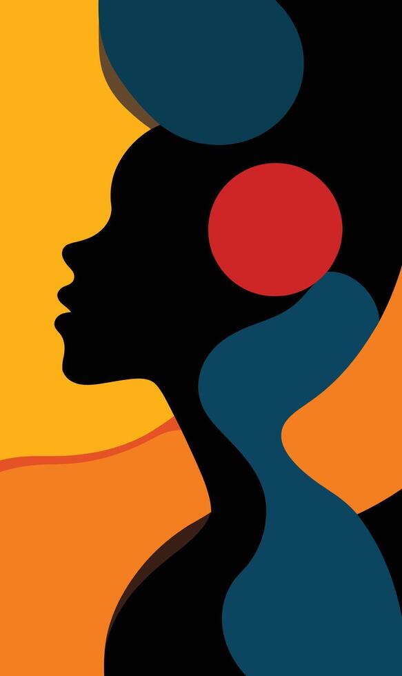 A woman's silhouette is shown with a red dot in her ear vector