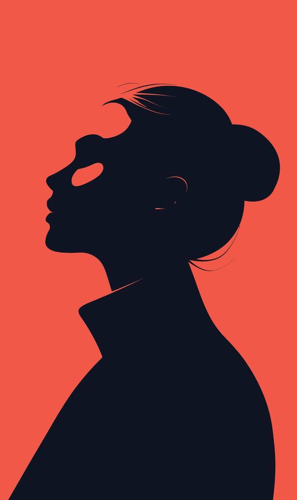 Silhouette of a woman with a mask on her face vector